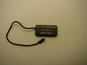 Jewelry Plastic Not Returnable Tag